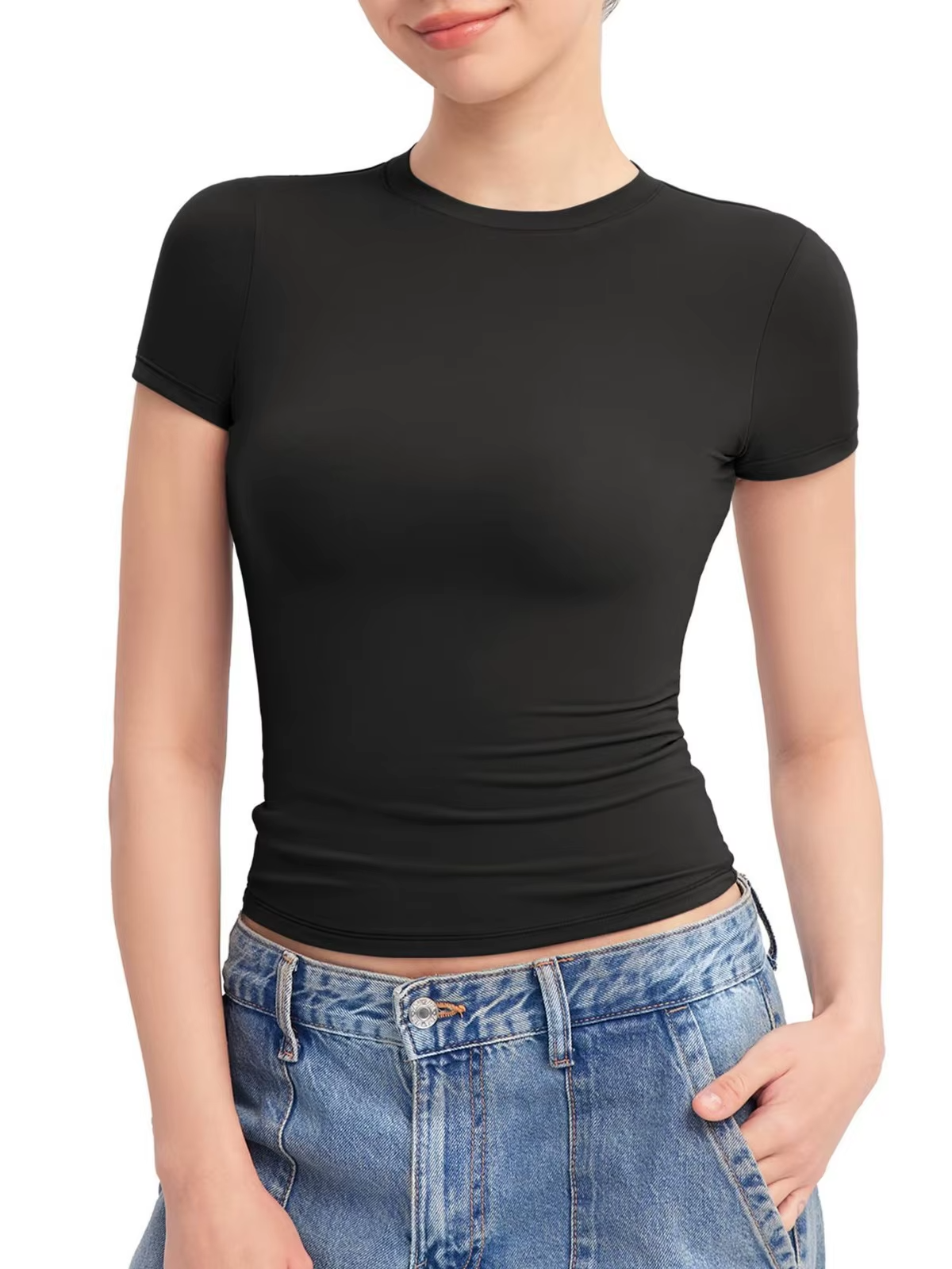 Sculpting Crewneck Fitted Crop Top