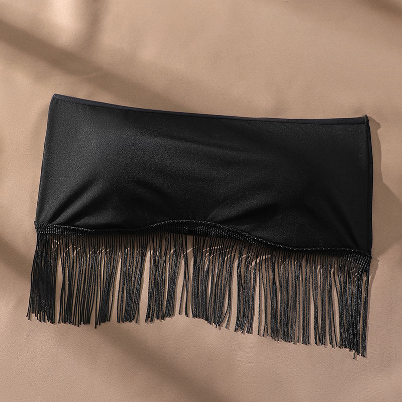 Fringe Hem Bandeau Crop Top