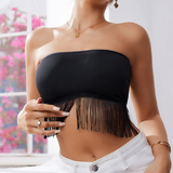 Fringe Hem Bandeau Crop Top