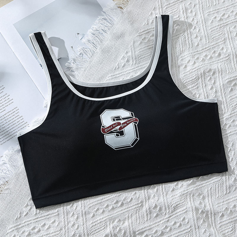 Collegiate Letter Ribbed Crop Bra Top