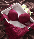 Two-Tone Contrast Lace Mesh Push-Up Bra and Panty Set