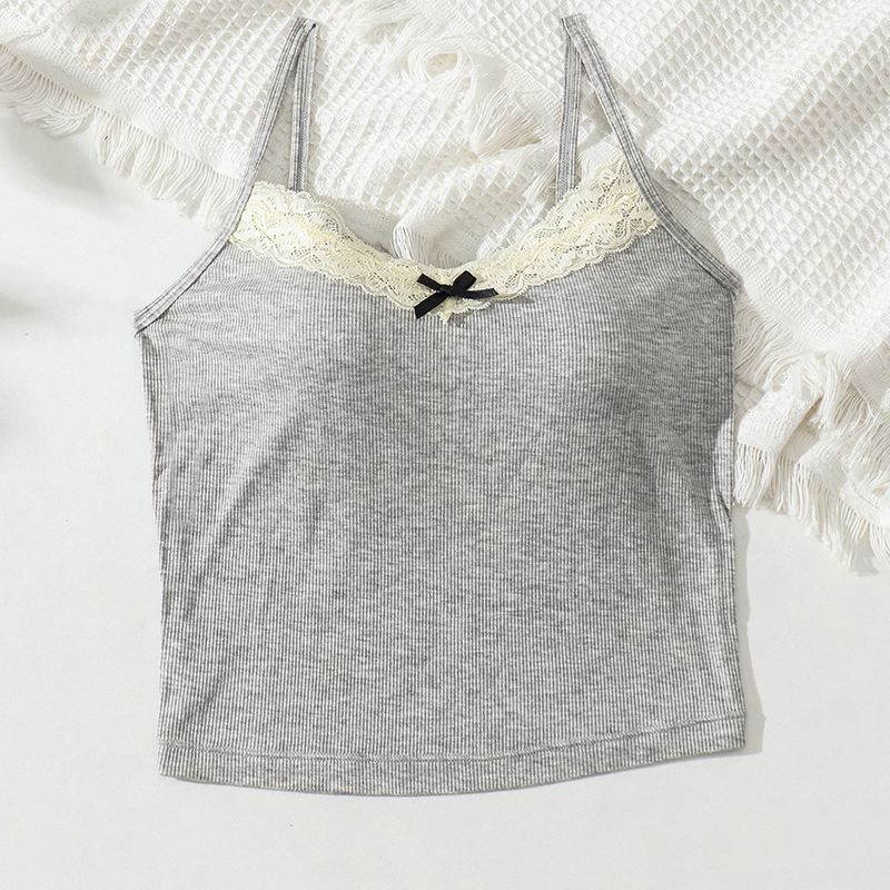Dainty Lace Trim Ribbed Cami