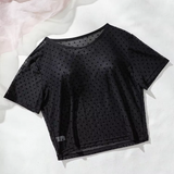 Dotted Mesh Crew Neck Layering Top