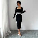 Monochrome Hourglass Midi Dress