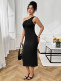 Sleeveless Asymmetrical Neckline Dress