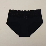 High-Waist Smooth Brief Underwear with Wide Floral Lace Trim