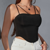 Corset-Hem Strappy Cami Crop Top