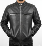 High Shine Double Zipper Lambskin Leather Jacket