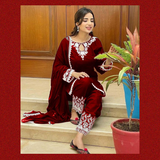 Neck Embroidered Suit