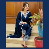 Neck Embroidered Suit