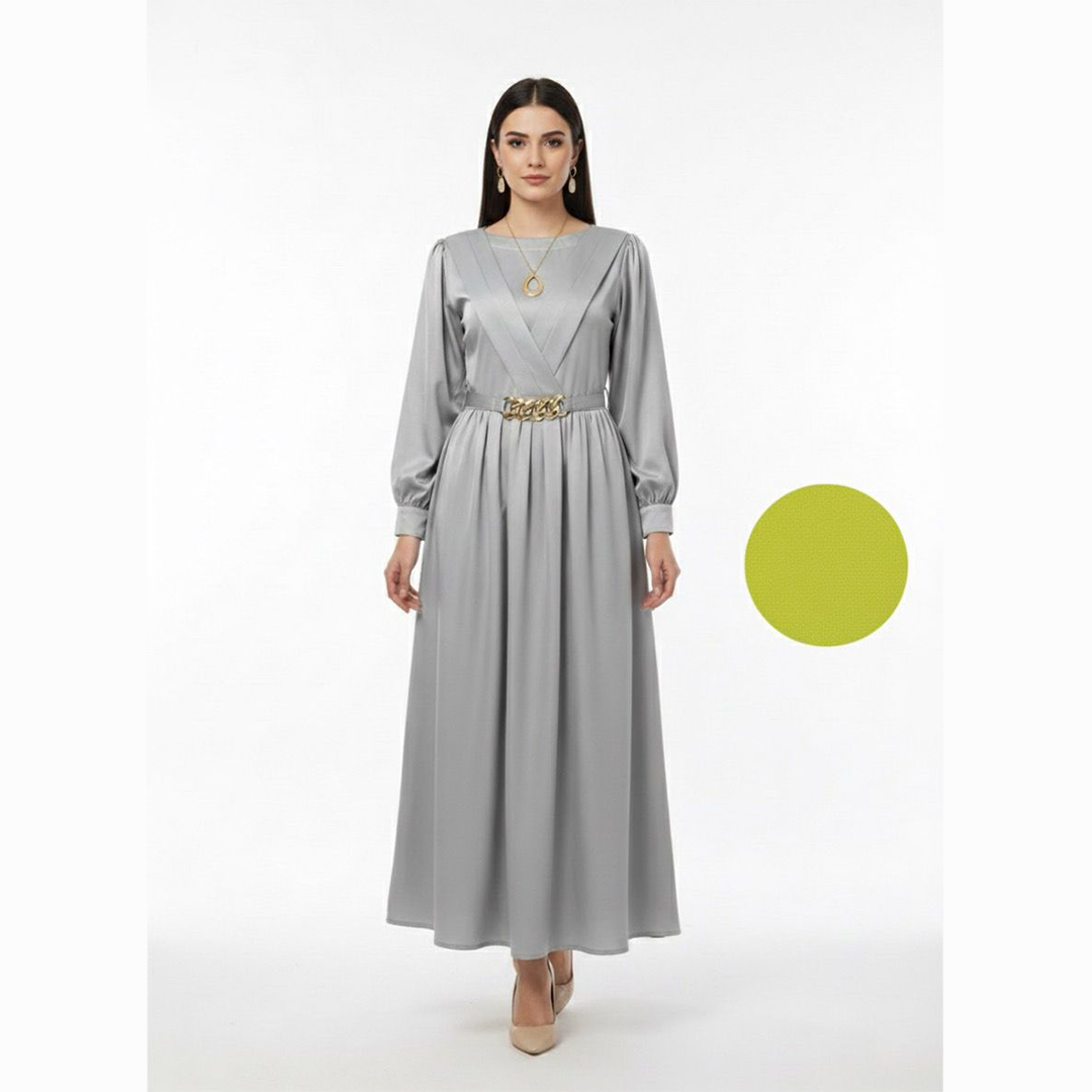 Satin Pleated Maxi Dress