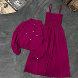 Kaaj Button Coati With Gazzer Romper Frock Style