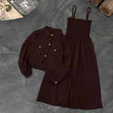 Kaaj Button Coati With Gazzer Romper Frock Style