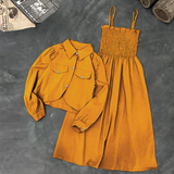 Kaaj Button Coati With Gazzer Romper Frock Style