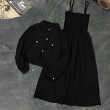 Kaaj Button Coati With Gazzer Romper Frock Style