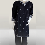 Classic Black with White Embroidered Kurta Set