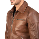 Biker Motorcycle Lambskin Leather Brown Jacket