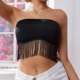 Fringe Hem Bandeau Crop Top