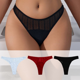 V-Cut Lace and Solid Panel Thong