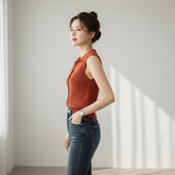 V-neck Elegant Women Tank Top Vintage Premium Quality Knitted Tank Top Hot-selling Sleeveless Top - Summer A-line Casual Tank Top