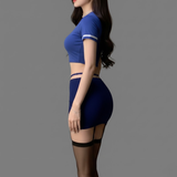 Two-piece Set with Hat Flight Attendant Uniform with Hat Sexy Costume Uniform Sexy Lingerie Set