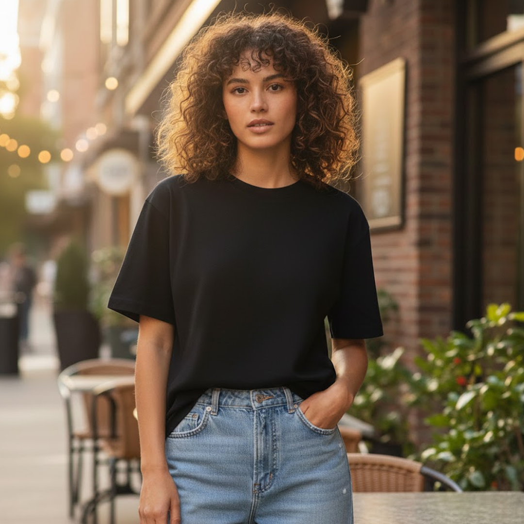 Women's Custom Plain T-Shirt , Classic Fashion O-Neck Short Sleeve Cotton Top , 180GSM Casual Breathable Summer Tee