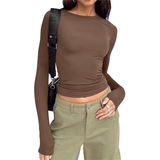 Form-Fitting Ruched Long-Sleeve Crop Top