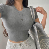 Ribbed Knit Mock Neck Short-Sleeve Top