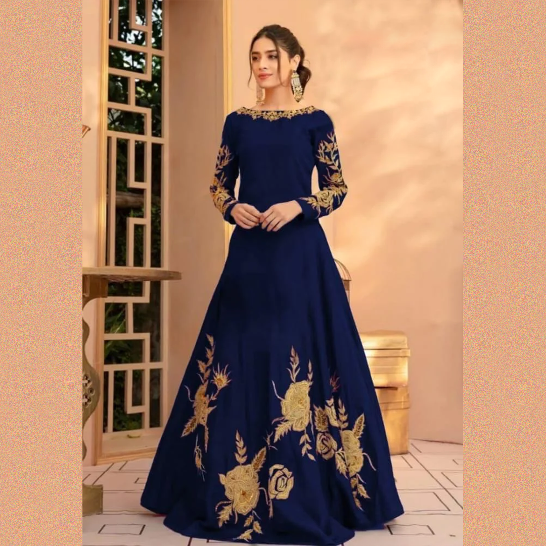 Heavy Embroidery Neck Line, Sleeves & Bottom