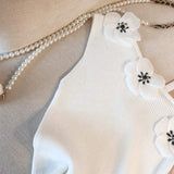 Irregularity Flower Cropped Top Summer Basic tank Top Off-the-shoulder Waistcoat