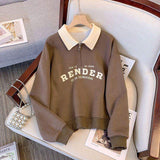 Women's Polo Collar Long-Sleeve Top 2025 Spring Autumn New Color-Block Lightweight Casual Shirt