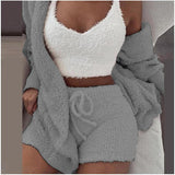 Plus Size Pajama Sets for Women Adult Sexy Plush Vest Shorts Breathable Solid Pattern