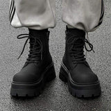 Thick Sole Black Color Durable Big Size Men Ankle Lace up Boots Handsome Classic Fashion Dress Shoes Winter Boots