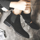 Real Leather High Ankle Chelsea Boots Wedding Party Formal Dress Shoes Durable Suede Leather Slip on