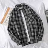 Men's Hong Kong INS Plaid Long Sleeve Shirt Lazy Loose Korean Trendy Edgy Handsome Casual Shirt Jacket