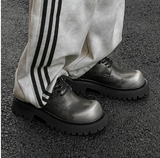 Retro Brown Faux Suede Dress Shoes Lace up Chunky Platform Sole Casual Shoes for Daily Wear Commute Outdoor Activities