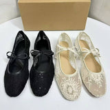 Breathable & Gentle Women's French Mesh Mary Jane Flats - Casual Walking Shoes