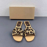New Women's Summer Leopard Flat Sandals - Stylish Slip-on Chaussure Femme