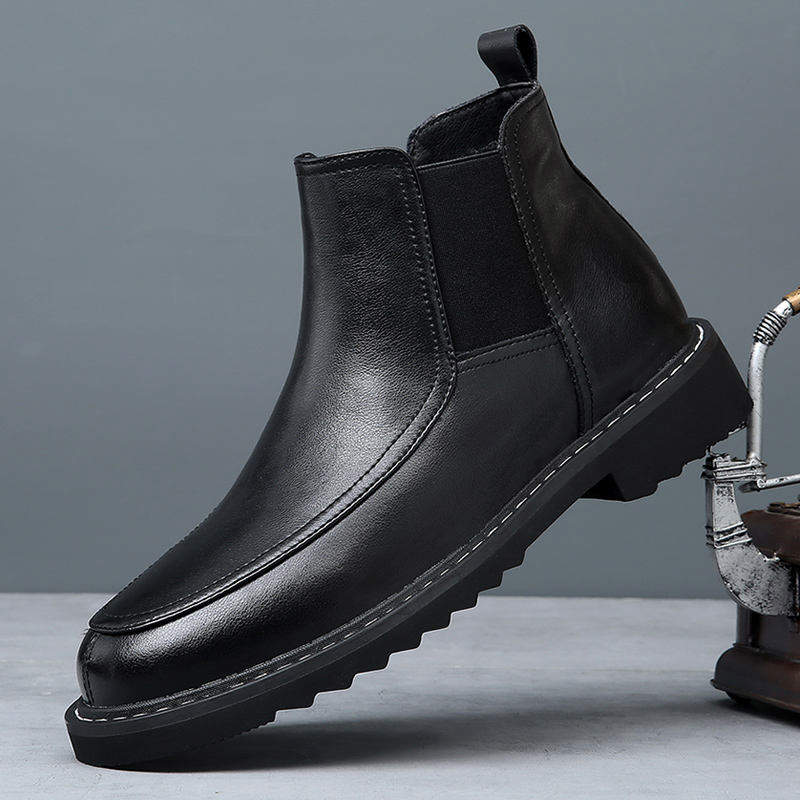 Elegant Black Leather Ankle Boots Comfortable Premium Stylish Loafers Cook Classy Genuine Leather Boots for Men