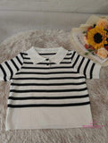 Knitted Short Sleeve T-shirt Simple T-shirt Versatile Graphic Tee