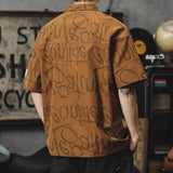 Men's Oversized Graffiti Print Polo Shirt - Casual Hip Hop Streetwear Short Sleeve Turn-Down Collar T-shirts