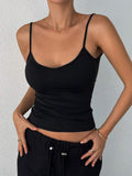 Low Back Thin Strap Camisole Women U Back Sleeveless Slim Basic Layering Tank Top