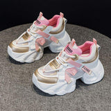 Pink Trendy Chaussures Femmes Thick Sole Running Shoe Chunky Platform Wedges Sneakers for Ladies
