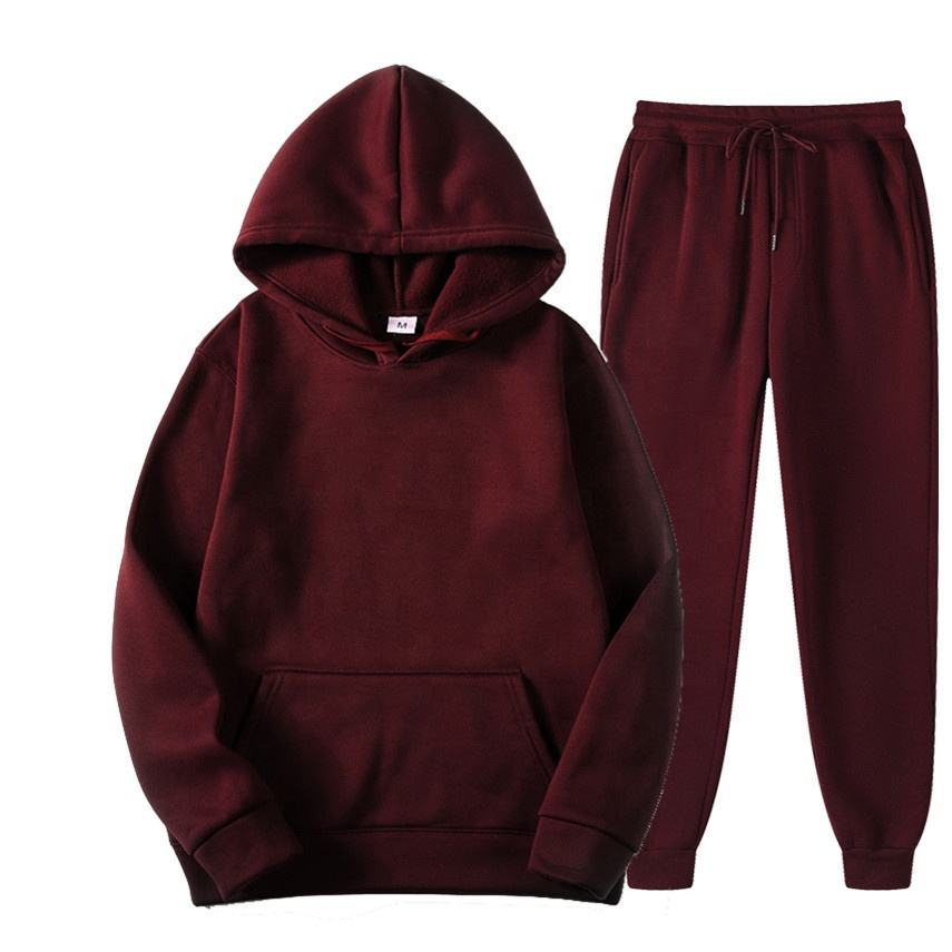 2025 New Solid Color Cross-border Turtleneck Sweater Sports Suit Sweater Suit Fashion Fleece Men's Hoodie