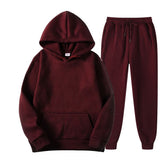 2025 New Solid Color Cross-border Turtleneck Sweater Sports Suit Sweater Suit Fashion Fleece Men's Hoodie