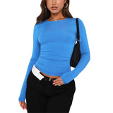 Going Out Fall Fashion Underscrubs Layer Slim Fit Y2K Tops Long Sleeve Shirts Basic Crop Tops