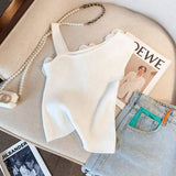 Irregularity Flower Cropped Top Summer Basic tank Top Off-the-shoulder Waistcoat