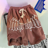 High Quality Sports Streetwear Fleece French Terry Jogger Puff Print Shorts Raw Edge Sweat Shorts