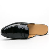 Patent Leather Pointed Toe Semi-slippers White Slip-on Casual Comfortable Penny Half Loafers Shoes