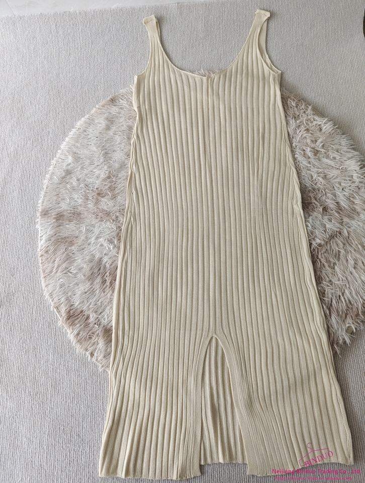 Solid Knitted Slim-fit Cami Dress Sweater Dresses Midi Dress
